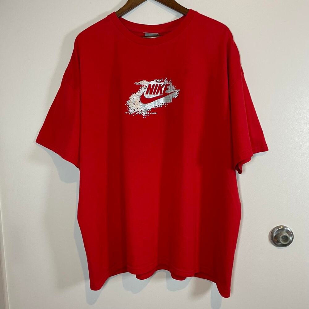 Nike Y2K Streetwear Red Silver XXL cotton Men’s T-shirt